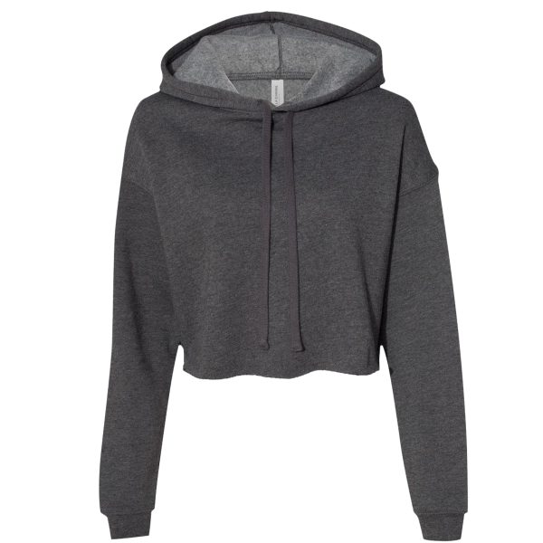 Bella + Canvas Women's Crop Fleece Hoodie Sweatshirt, Dark Grey Heather, Front view