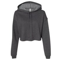 Bella + Canvas Women's Crop Fleece Hoodie Sweatshirt, Dark Grey Heather, Front view