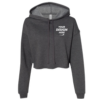 Bella + Canvas Women's Crop Fleece Hoodie Sweatshirt, Dark Grey Heather, Front view, Mockup