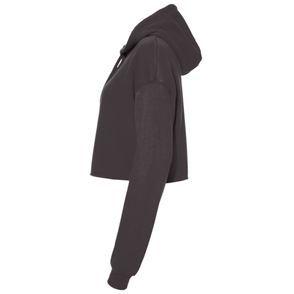 Bella + Canvas Women's Crop Fleece Hoodie Sweatshirt, Dark Grey Heather, Left Sleeve view