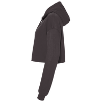 Bella + Canvas Women's Crop Fleece Hoodie Sweatshirt, Dark Grey Heather, Left Sleeve view