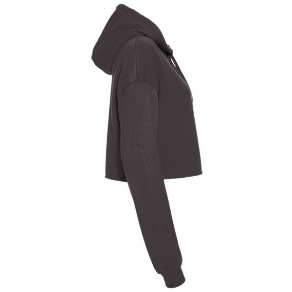 Bella + Canvas Women's Crop Fleece Hoodie Sweatshirt, Dark Grey Heather, Right Sleeve view