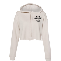 Bella + Canvas Women's Crop Fleece Hoodie Sweatshirt, Heather Dust, Front view, Mockup
