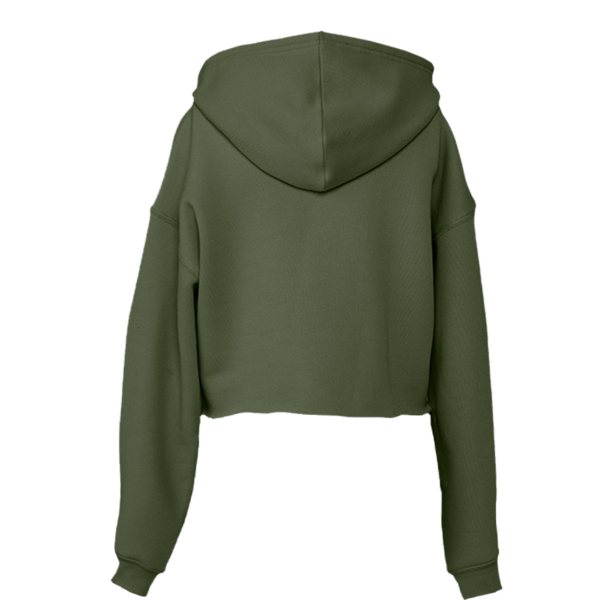 Bella + Canvas Women's Crop Fleece Hoodie Sweatshirt, Military Green, Back view