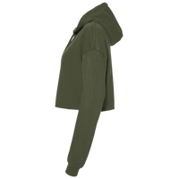 Bella + Canvas Women's Crop Fleece Hoodie Sweatshirt, Military Green, Left Sleeve view