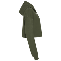 Bella + Canvas Women's Crop Fleece Hoodie Sweatshirt, Military Green, Right Sleeve view