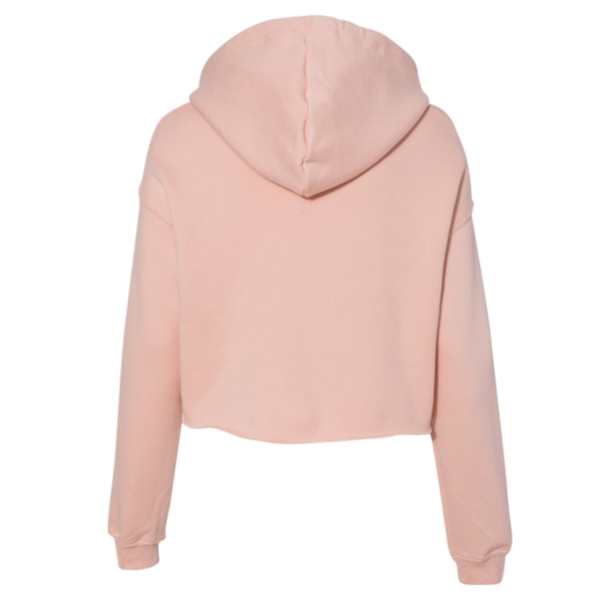 Bella + Canvas Women's Crop Fleece Hoodie Sweatshirt, Peach, Back view