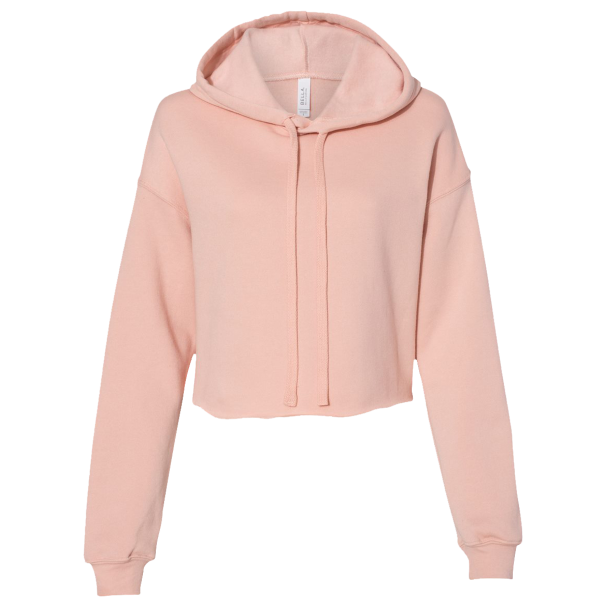Bella + Canvas Women's Crop Fleece Hoodie Sweatshirt, Peach, Front view