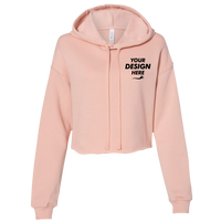 Bella + Canvas Women's Crop Fleece Hoodie Sweatshirt, Peach, Front view, Mockup