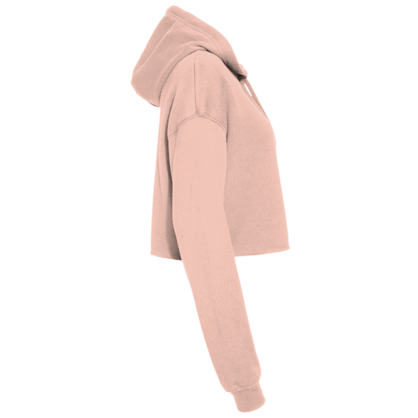 Bella + Canvas Women's Crop Fleece Hoodie Sweatshirt, Peach, Right Sleeve view