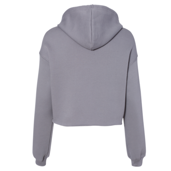 Bella + Canvas Women's Crop Fleece Hoodie Sweatshirt, Storm, Back view