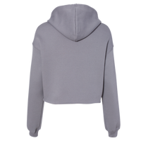 Bella + Canvas Women's Crop Fleece Hoodie Sweatshirt, Storm, Back view