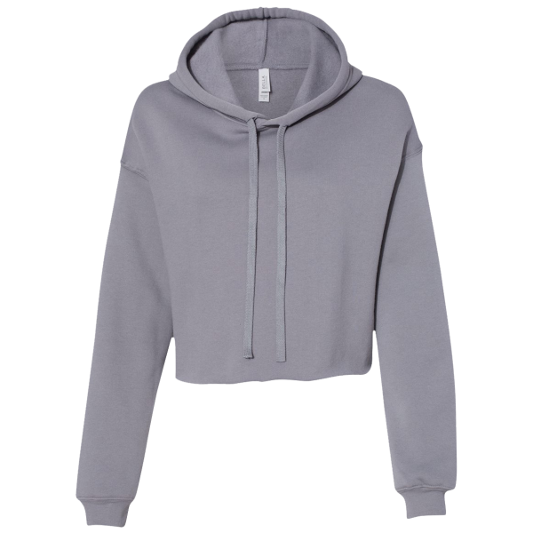 Bella + Canvas Women's Crop Fleece Hoodie Sweatshirt, Storm, Front view
