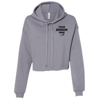 Bella + Canvas Women's Crop Fleece Hoodie Sweatshirt, Storm, Front view, Mockup