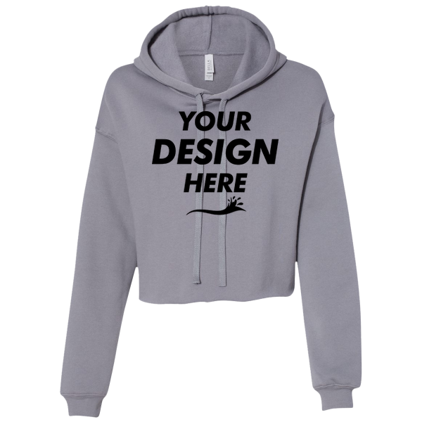 Bella + Canvas Women's Crop Fleece Hoodie Sweatshirt, Storm, Front view, Mockup