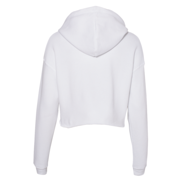 Bella + Canvas Women's Crop Fleece Hoodie Sweatshirt, White, Back view