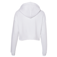 Bella + Canvas Women's Crop Fleece Hoodie Sweatshirt, White, Back view