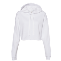 Bella + Canvas Women's Crop Fleece Hoodie Sweatshirt, White, Front view