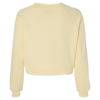 Bella + Canvas Women's Crop Raglan Fleece Crewneck Sweatshirt, French Vanilla, Back view