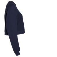 Bella + Canvas Women's Crop Raglan Fleece Crewneck Sweatshirt, Navy, Right Sleeve view