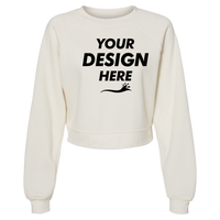 Bella + Canvas Women's Crop Raglan Fleece Crewneck Sweatshirt, Vintage White, Front view, Mockup