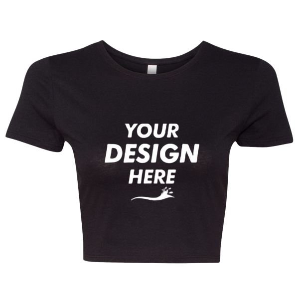 Bella + Canvas Women’s Crop Tee, Black, Front view, Mockup