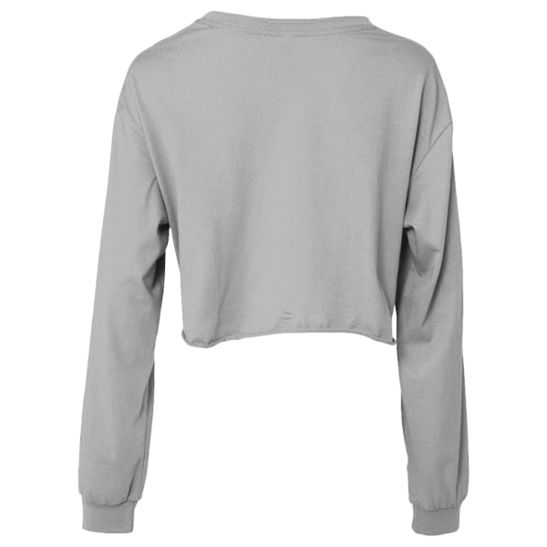 Bella + Canvas Women's FWD Fashion Crop Long Sleeve Tee, Athletic Heather, Back view