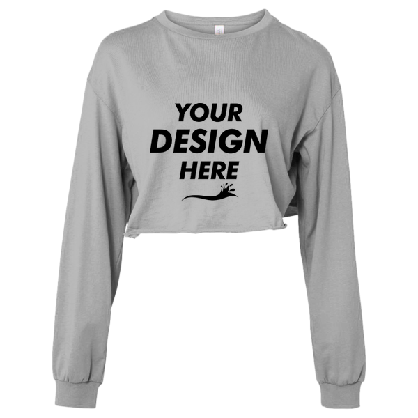 Bella + Canvas Women's FWD Fashion Crop Long Sleeve Tee, Athletic Heather, Front view, Mockup