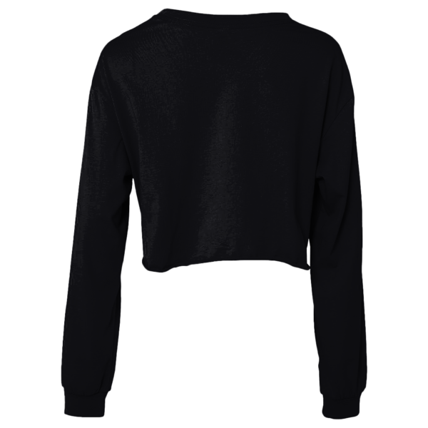 Bella + Canvas Women's FWD Fashion Crop Long Sleeve Tee, Black, Back view
