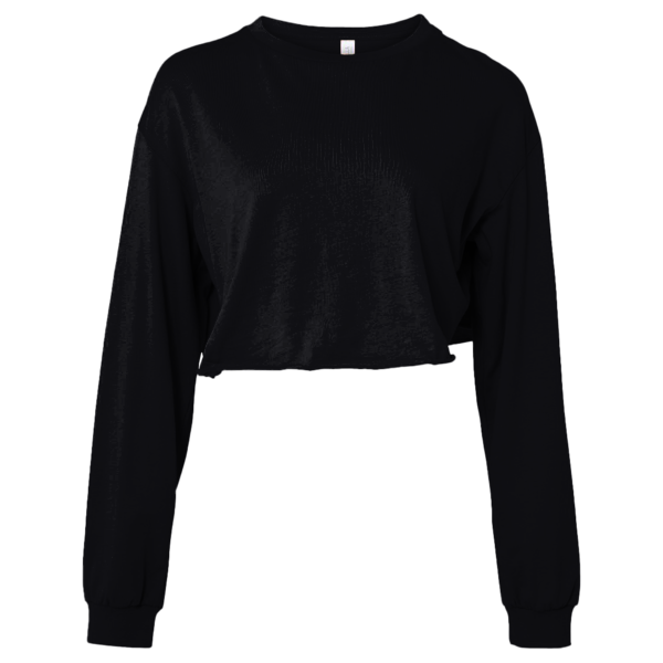 Bella + Canvas Women's FWD Fashion Crop Long Sleeve Tee, Black, Front view