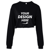 Bella + Canvas Women's FWD Fashion Crop Long Sleeve Tee, Black, Front view, Mockup