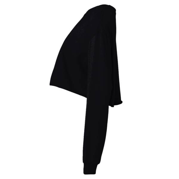 Bella + Canvas Women's FWD Fashion Crop Long Sleeve Tee, Black, Left Sleeve view