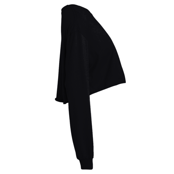 Bella + Canvas Women's FWD Fashion Crop Long Sleeve Tee, Black, Right Sleeve view