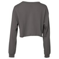 Bella + Canvas Women's FWD Fashion Crop Long Sleeve Tee, Dark Grey Heather, Back view