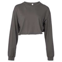 Bella + Canvas Women's FWD Fashion Crop Long Sleeve Tee, Dark Grey Heather, Front view