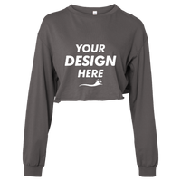 Bella + Canvas Women's FWD Fashion Crop Long Sleeve Tee, Dark Grey Heather, Front view, Mockup