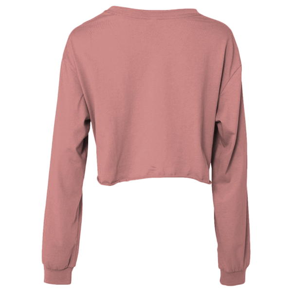 Bella + Canvas Women's FWD Fashion Crop Long Sleeve Tee, Mauve, Back view