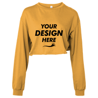 Bella + Canvas Women's FWD Fashion Crop Long Sleeve Tee, Mustard, Front view, Mockup