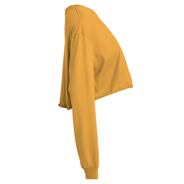 Bella + Canvas Women's FWD Fashion Crop Long Sleeve Tee, Mustard, Right Sleeve view