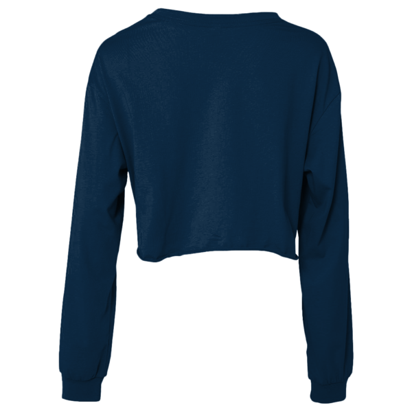 Bella + Canvas Women's FWD Fashion Crop Long Sleeve Tee, Navy, Back view