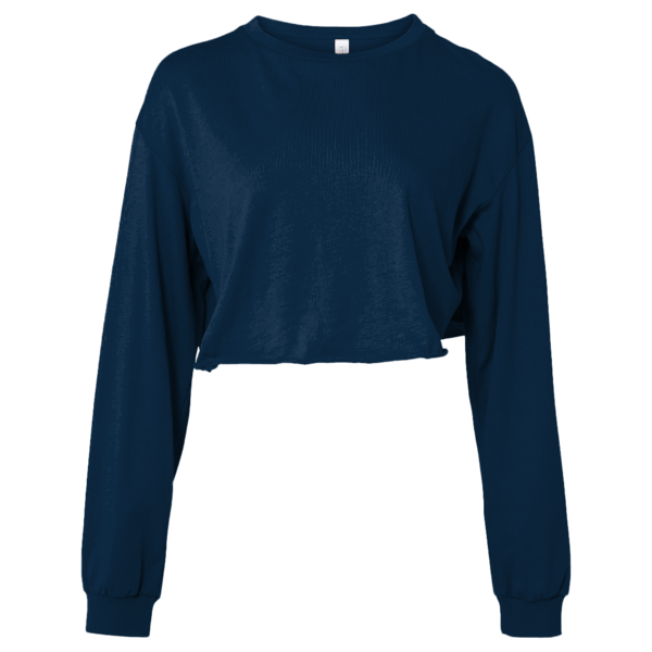 Bella + Canvas Women's FWD Fashion Crop Long Sleeve Tee, Navy, Front view
