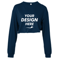 Bella + Canvas Women's FWD Fashion Crop Long Sleeve Tee, Navy, Front view, Mockup