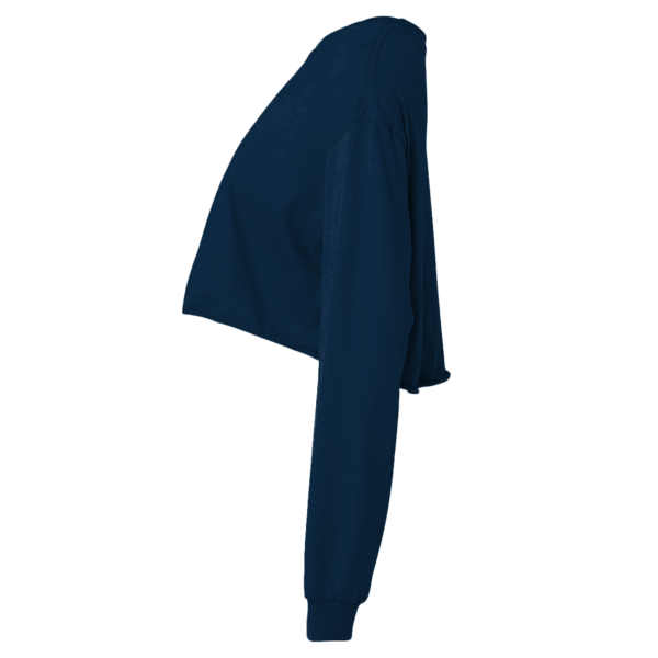 Bella + Canvas Women's FWD Fashion Crop Long Sleeve Tee, Navy, Left Sleeve view
