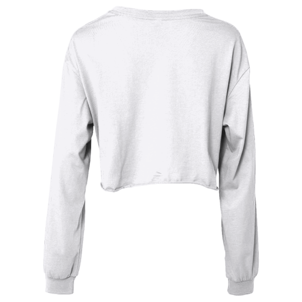 Bella + Canvas Women's FWD Fashion Crop Long Sleeve Tee, White, Back view