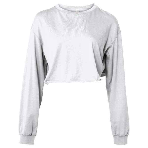 Bella + Canvas Women's FWD Fashion Crop Long Sleeve Tee, White, Front view