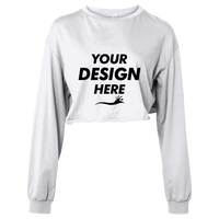 Bella + Canvas Women's FWD Fashion Crop Long Sleeve Tee, White, Front view, Mockup