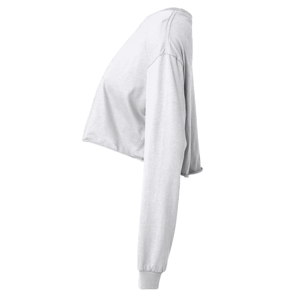 Bella + Canvas Women's FWD Fashion Crop Long Sleeve Tee, White, Left Sleeve view