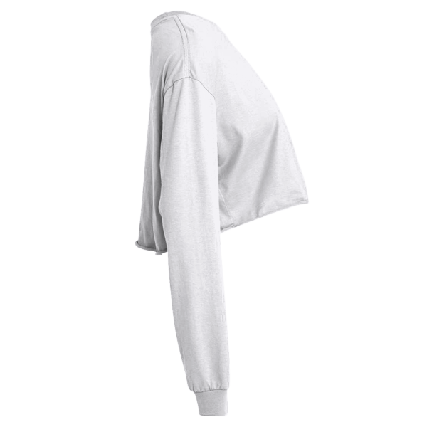 Bella + Canvas Women's FWD Fashion Crop Long Sleeve Tee, White, Right Sleeve view