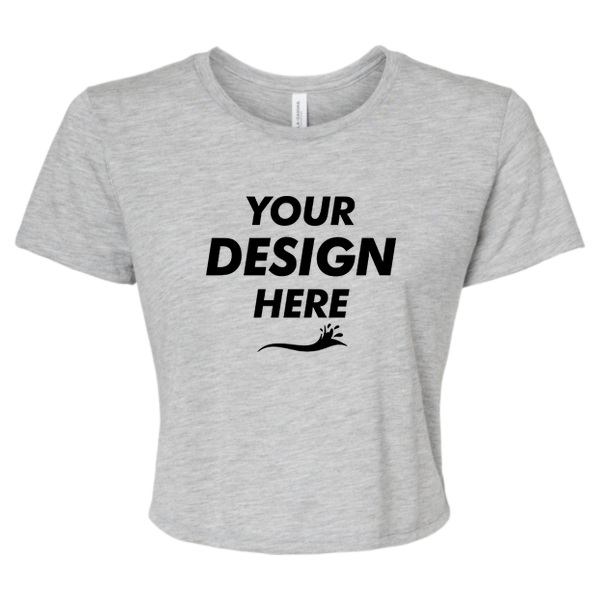 Bella + Canvas Women’s Flowy Crop Tee, Athletic Heather, Front view, Mockup