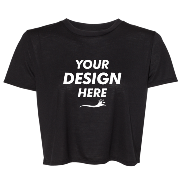 Bella + Canvas Women’s Flowy Crop Tee, Black, Front view, Mockup